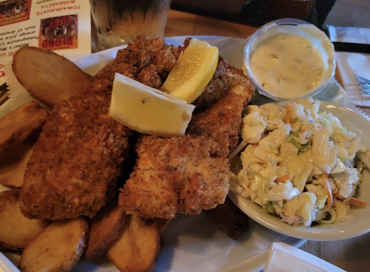 The Great Lost Bear signature dishes Fish and ChipsOpen Face Haddock SandwichThe Almighty Cheesus Burger